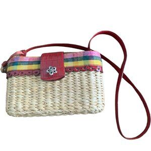 Brighton Poppy Straw & Silk Plaid Purse #135D